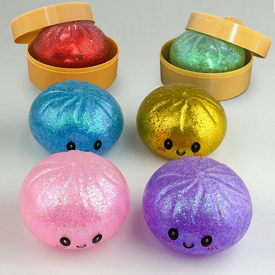 Six glitter dumpling squishies