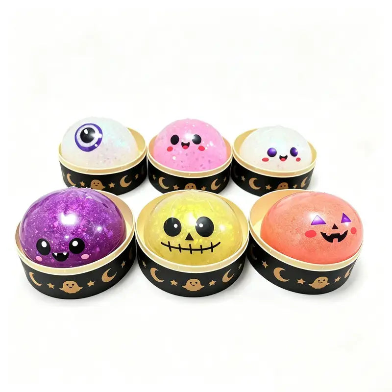Cute Halloween Scary Ghost Maruko Squeeze Toy Set, Portable Stress-Relief Hand Squeeze Toys, Perfect Halloween Party Treat Bag Fillers and Holiday Gifts