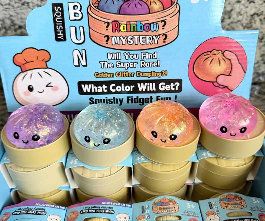 4X Assorted Mini Sugar Glitter Dumpling Squishy Sensory Fidget Toy Gift